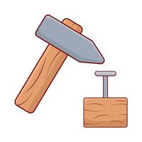 hammer with tree trunk illustration vector