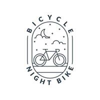 night cycling monoline or line art style vector illustration