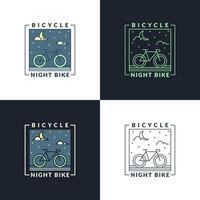 night cycling monoline or line art style vector illustration