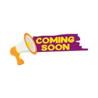 coming soon promotion with megaphone illustration vector