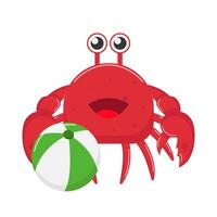 crab with ball illustration vector