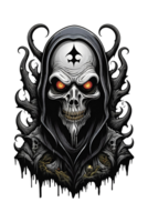 AI generated Gothic skull with crown on head illustration design png