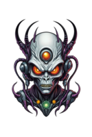 AI generated Illustration of an alien head with horns png