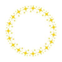 Vector golden circle frame from star shape isolated on white