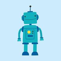 Vector flat robot character on blue background