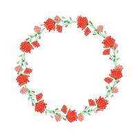 Vector hand drawn floral wreath on white background