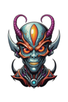 AI generated Illustration of an alien head with horns png