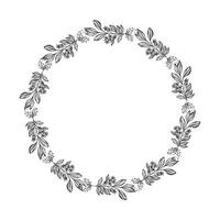 Vector hand drawn floral wreath illustration on white