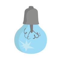 Vector broken light bulb with pieces on white background