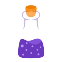 un púrpura líquido en un botella en un transparente antecedentes png