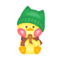 Natal elemento fofa Pato com scraf png