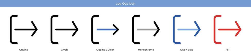 Iniciar sesión fuera icono conjunto vector