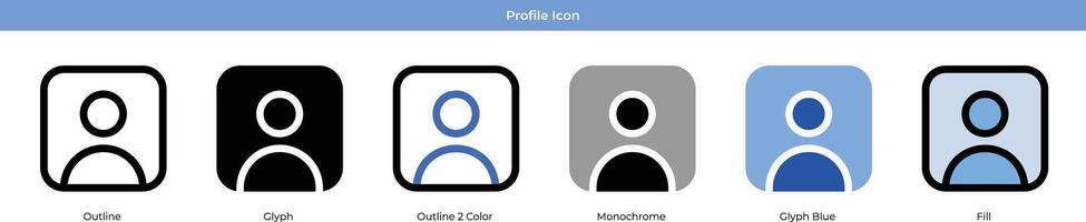 perfil icono conjunto vector