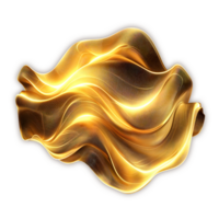 AI generated 3D Golden abstract wavy shape PNG