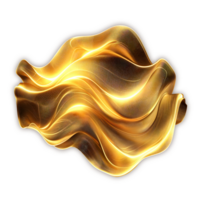 ai gerado 3d dourado abstrato ondulado forma png