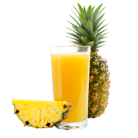 AI generated Pineapple juice and slices of pineapple PNG