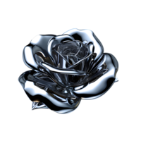 ai generado 3d Rosa icono creado desde metálico cromo líquido material png