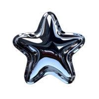 AI generated 3D star icon created from metallic chrome liquid material PNG