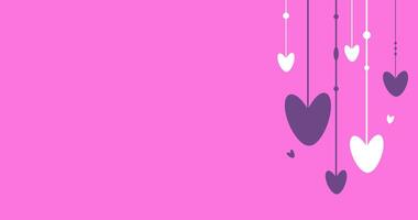 Hanging hearts by Valentine day. Wallpaper with text space vector. Background in flat style. For greeting card, logo, sale, product, design vector