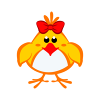 Funny chick girl with a bow. Cartoon Baby chick png