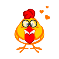 el linda pollo es en amor y abrazando un corazón. pegatina para enamorado día o Pascua de Resurrección png