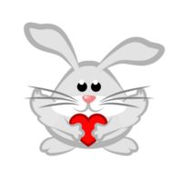 söt kanin med en hjärta. tecknad serie påsk eller valentine kanin png