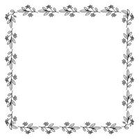 Vector drawn floral frame on white background