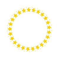 Vector golden circle frame from star shape isolated on white