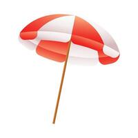 Vector realistic red beach umbrella isolated on white background