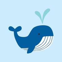 Vector cute blue whale cartoon icon illustration