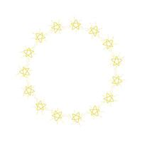 Vector golden circle frame from star shape isolated on white