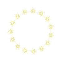 Vector golden circle frame from star shape isolated on white