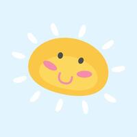 Vector a simple sun with a face and eyes cute abstract sun with rays a symbol