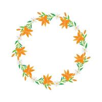 Vector hand drawn floral wreath on white background