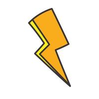 Vector lightning bolt coloured outline on white