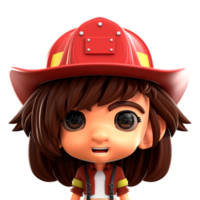 vrouw brandweerman 3d avatar illustratie voor web, app, infografisch, enz png