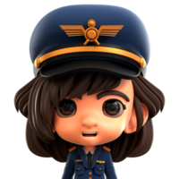 Female Pilot 3D Avatar Illustration for web, app, infographic, etc png