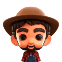 Masculin agriculteur 3d avatar illustration pour la toile, application, infographie, etc png