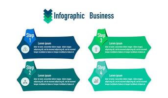 infografía modelo para negocio información presentación. vector hexágono y icono elementos. moderno flujo de trabajo diagramas reporte plan 4 4 temas