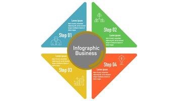 Infographic template for business information presentation. Vector square and icon elements. Modern workflow diagrams. Report plan 4 topics