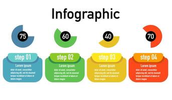 Infographic template for business information presentation. Vector square and percentage graph. Modern workflow diagrams. Report plan 4 topics