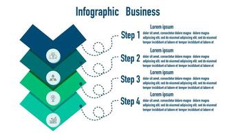 infografía modelo para negocio información presentación. vector cuadrado y icono elementos. moderno flujo de trabajo diagramas reporte plan 4 4 temas