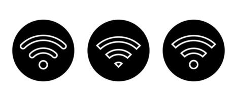 Wifi line icon on black circle. Wireless connection symbol vector