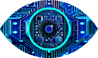 Blue eye cyber circuit future technology concept background png