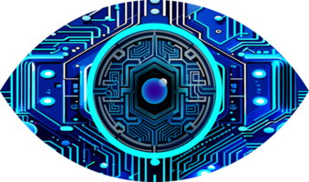 Blue eye cyber circuit future technology concept background png