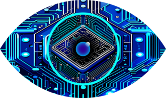 blauw oog cyber circuit toekomstige technologie concept achtergrond png