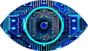 Blue eye cyber circuit future technology concept background png