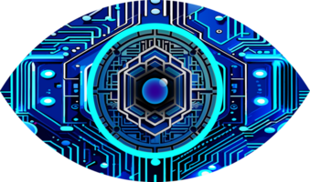 blauw oog cyber circuit toekomstige technologie concept achtergrond png