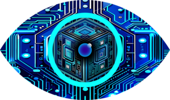 Blue eye cyber circuit future technology concept background png