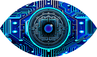 Blue eye cyber circuit future technology concept background png